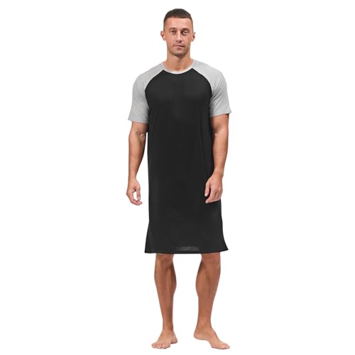 HEAVYWOOD Mens Nightshirt Pajamas Short Sleeve Nightgown Sleepwear Big&Tall Sleep Shirts