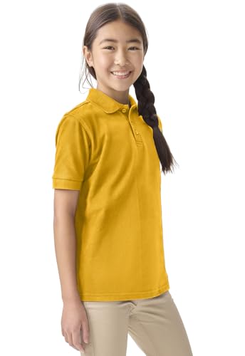 Image of Classroom School Uniforms for Boys and Girls Short Sleeve Pique Polo | Unisex Youth Shirt, Matching Ribbed Collar, Banded Sleeves, Three-button Placket, Comfortable Fit, School Uniform Essential