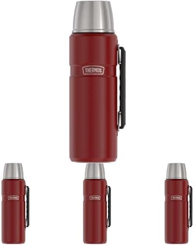 THERMOS Stainless King Vacuum-Insulated Beverage Bottle, 40 Ounce, Midnight Blue: Rustic Red 40 Ounces (Pack of 4)