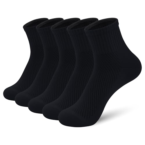 SERISIMPLE Women's Bamboo Viscose Above Ankle Thin Socks Quarter Mesh Design Breathable Anti-Odor Summer Socks 5 Pairs