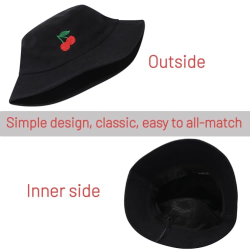 Image of Cotton Bucket Hat for Women Men Summer Travel Sun Beach Bucket Cap, Unisex Outdoor Fisherman Hat