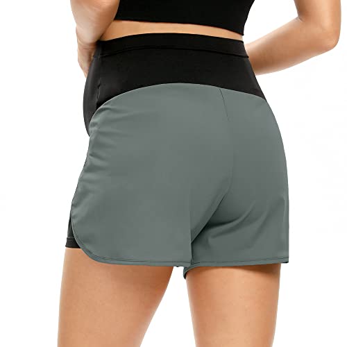Image of AMPOSH Women's Maternity Shorts Underbelly Stretchy Workout Pregnancy Pajama Shorts