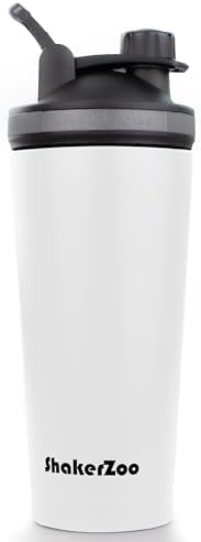 ShakerZoo-1 Pack-Protein Shaker bottles for Protein Mixes, Insulated Stainless Steel Shaker cup (White)