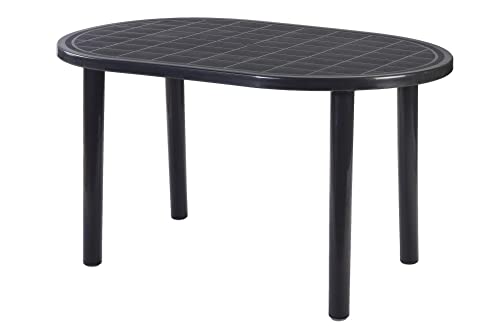 RESOL Gala Mesa Jardín Comedor Exterior 140x90 Rectangular para 4 o 6 Personas | Agujero Central para Sombrilla | Protección UV para Uso en Patio, Terraza o Porche - Gris Antracita