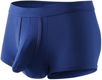Men's Dual Pouch Underwear Short&Long Leg Bulge Boxer Briefs Separated Pouch Modal Trunks (US, Alpha, Large)