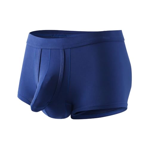 Cerahome Men's Dual Pouch Underwear Short&Long Leg Bulge Boxer Briefs Separated Pouch Modal Trunks (US, Alpha, Large)