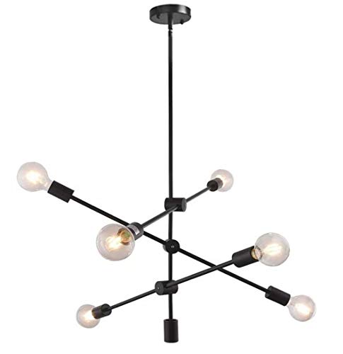 Modern Black Sputnik Chandelier 6 Lights Ceiling Light Fixture Pendant Dining Kitchen Island Bedroom Lighting Cover