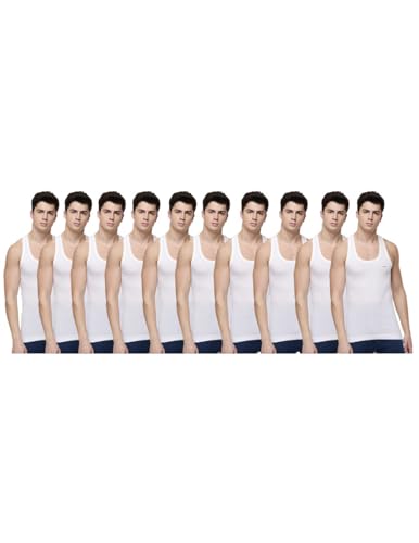 Dollar Lehar Combed Cotton Men's White Vest - Pack of 10