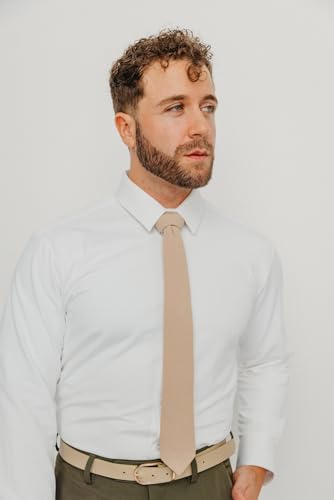 Image of DAZI Men's Skinny Tie, Cotton Wool Linen Necktie, Great for Weddings, Groom, Groomsmen, Missions, Dances, Gifts.