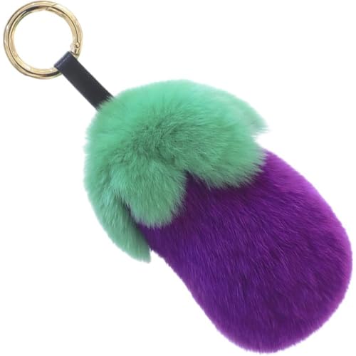 Abbdbd Porte-clés en Peluche Aubergine, Mignon Jouet en Peluche, Accessoire De Clé De Voiture pour Femmes Filles, À Dos, À Main, Décoration