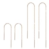 18K Rose Gold Plated Dangle Earrings for Women Sterling Silver Threader Earrring Chain, Dainty Earrings for Women Trendy Jewelry Gifts for Mom, Wife,Girlfriend,Her