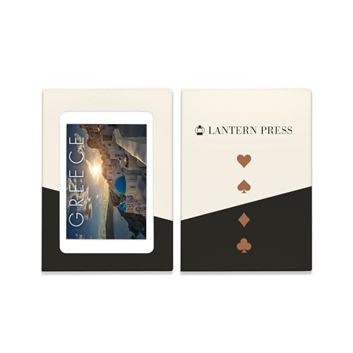 Lantern Press Grecia, Atardecer y Pueblo Costero, 52 cartas póker miniatura 4