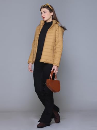 Image of RARE TIMES Women's Stylish Solid Full Sleeves Jacket | Winter Wear Quilted Jacket for Travelling | Regulaer Fit Puffer Jacket For Women