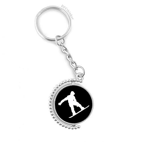 Clés anneau porte rotatif sport noir silhouette skate pour trousseau de clé robuste