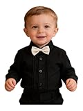 YiZYiF Kinder Baby Jungen Hemd Langarm Stehkragen Hemden Mit Knopfleiste Festlich Taufe Hochzeit Gentleman Top Baumwolle Schwarz 92-98