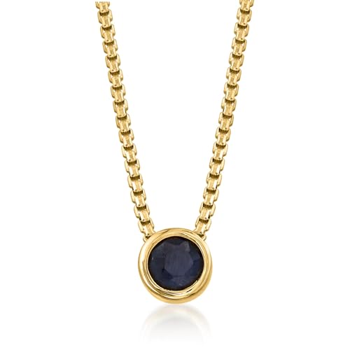 Ross-Simons 0.60 Carat Bezel-Set Sapphire Necklace in 18kt Gold Over Sterling