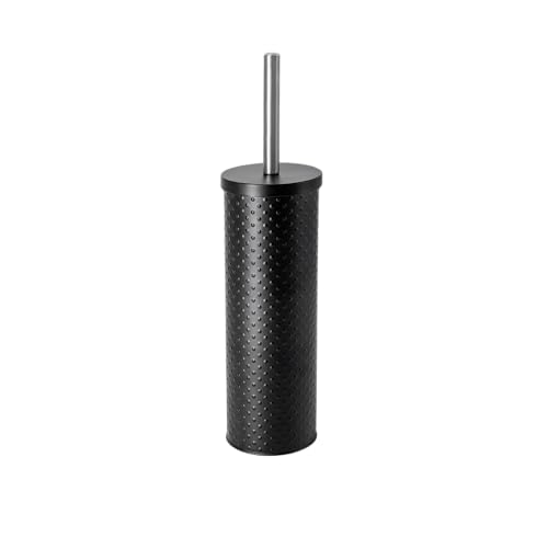 Image of AMG Toilet Brush and Holder, Rustproof Stainless Steel Toilet Bowl Brushes for Bathroom with Inflexible Bristles (Matte Black-Dots)