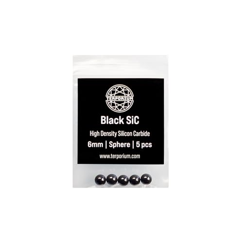 Terporium 6mm SiC Spheres (Pack of 5) | 100% Silicon Carbide | Smooth Flawless 6mm Round Beads Without Holes | Perfect for Arts, Crafts, & Jewelry