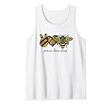 Photo Gallery peace love bees - camicia da donna, motivo: girasole, motivo: cuore canotta Photo Gallery peace love bees - camicia da donna, motivo: girasole, motivo: cuore canotta