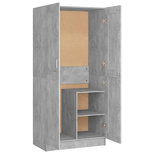 vidaXL Armadio Grigio Cemento 82,5x51,5x180 cm in Legno Multistrato
