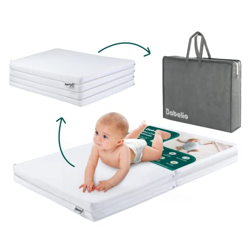 Babelio Pack N Play Mattress Pad 38" X 26", Quatro-Fold Mini Crib Mattress, Portable Foldable Pack And Play Mattress/Baby Play Mat/Playpen Mattress 3 In 1 (Travel Bag Included) #TOP26