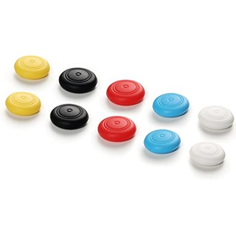 Hosanwell Thumb Grip Set Joystick Caps Compatible with Steam Deck/Nintendo Switch/OLED/Lite, Red/Blue/Black/White/Yellow, 5 Pairs Cover