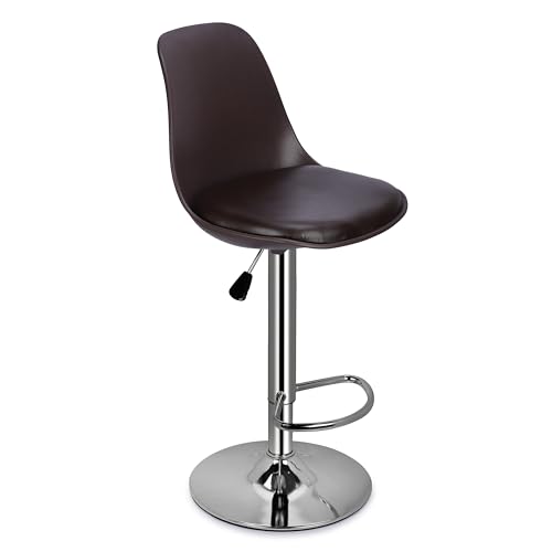 Image of DPI Modern Height Adjustable and 360 Degree Revolving Bar Stool | Kitchen Chair Suitable for Kitchen Cafeteria Dining Office Shops | (2, Brown)