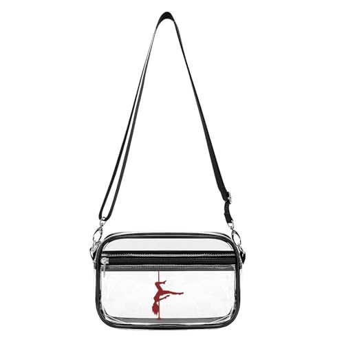 Pole Dancing Clear Stadium Bag Clear Mini Messenger Bags with 2 Compartments Crossbody Bag