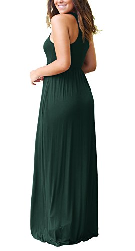 GRECERELLE Vestido feminino maxi sem mangas, com costas nadador, solto, simples, vestido longo casua