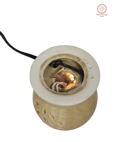 Image of Ceramic Double Zero Aroma Electric Diffuser Burner with 10ml Lavender Aroma Oil for Living Room, Bedroom | Decoration Items - Brown Color