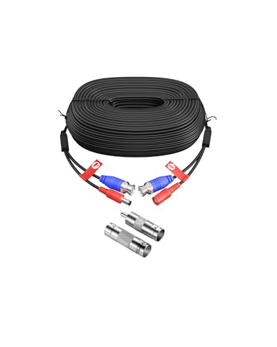 ZOSI Cable de Video y Alimentación 30 M /100 Pies BNC Extensión para CCTV Kit Cámaras Vigilancia Seguridad DVR de 960H/720P/960P/1080P (1 Pack Negro)