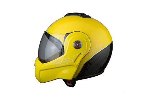BHR Casco Modulare Moto 807 REVERSE | Casco Moto Integrale Omologato ECE con funzione Flip-Up 180° | Casco Moto Modulare Uomo & Donna con Sgancio Micrometrico | GIALLO | M