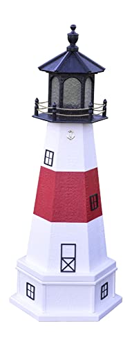 Amish-Made Montauk, NY Replica Outdoor Lighthouse with Base and Solar LED Light, 82" Tall