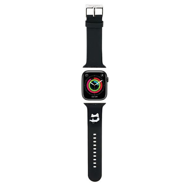 KARL LAGERFELD KLAWMSLCNK Correa de reloj para Apple Watch 38/40/41 mm, correa negra 3D de goma Choupette Heads, Silicona