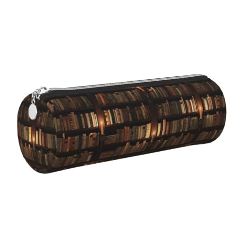 AYYQWE Library Bookshelf - Estuche cilíndrico elegante para bolígrafos, accesorios de oficina, organizador de artículos de papelería, Silver, One Size, Organizador de bolsas