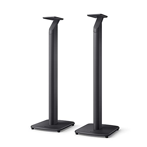 KEF LSX & LSX II S1 Floor Stand Grey Paire, Pied pour Haut-Parleur en Aluminium avec Gestion intégrée des câbles et Embouts pour LSX