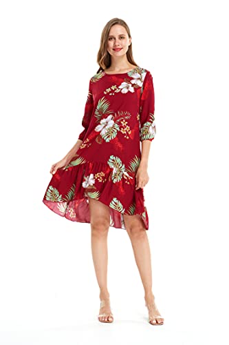 Image of Matchable Family Hawaiian Luau Men Women Girl Boy Clothes in Pineapple Garden Burgundy