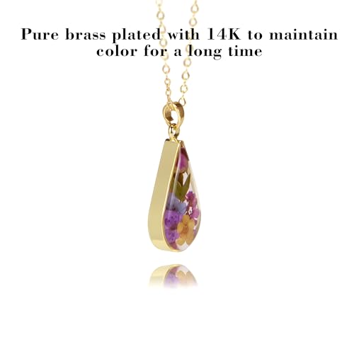 14k Gold Plated Pressed Flower Pendant Necklace for Women,birthday gifts for mom,Fashion Necklace Jewelry3