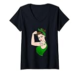 Mujer Girl Power Hemp heals medical use treatment CBD oils Camiseta Cuello V