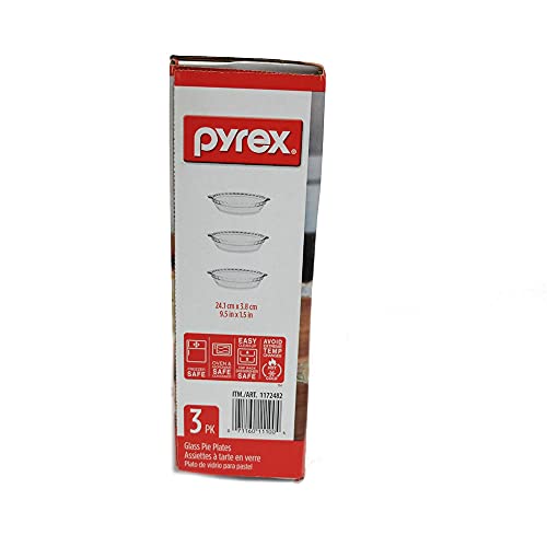 Pyrex - Glass Pie Plates - 3 Pack (9.5 Inchex X 1.5 Inches) #TOP1