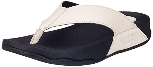 Carlton London mens White Men’s Thong Sandals Flat Sandal