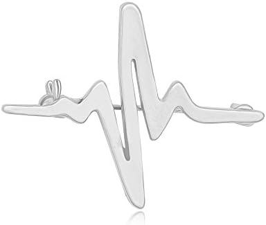 10K Gold Plating Color Heartbeat ECG EKG Brooch for Women