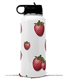 Skin Wrap Decal compatible with Hydro Flask Wide Mouth Bottle 32oz Strawberries on White (BOTTLE NOT INCLUDED)