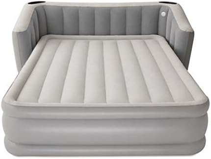 Bestway Wingback Queen Air Mattress with Built-in AC Pump | 31.5" Raised Inflatable Mattress w/Comfortable Backrest & Headboard | Provides Back and Shoulder Support | Durable Tritech PVC Material Grey