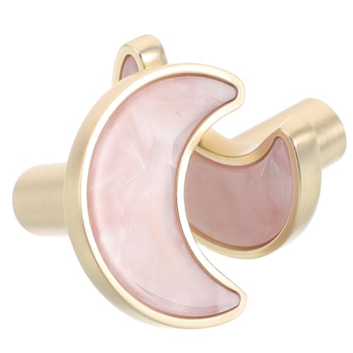 HOMSFOU 1 Par de Pomos Metálicos de Puerta Forma de Luna Aleación de Zinc Tamaño Pequeño Color Rosa para Armarios Cajones y Puertas Infantiles Tiradores Decorativos Modernos para
