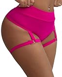 Women's Booty Shorts With Garters High Waisted Sexy Hot Pants Butt Lifting Sports Leggings Gym Running Pole Dance Yoga (US, Alpha, Large, Regular, Regular, Fluorescent pink)