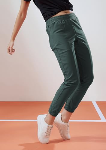 Image of TECHNOSPORT Women's Relaxed Fit Active Sports Joggers with DURACOOL Technology Mid Rise Drawstring Track Pants with Pockets Moisture Wicking Polyester Athleisure Workout Running Lounge Wear