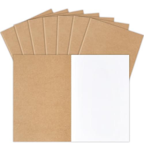 LABUK 8 Pack Blank Kraft Notebooks Journals Notebook Sketch Drawing Pad Book Bulk for Kids Junk Journal A5 60 Pages 8.3 x 5.5 inches