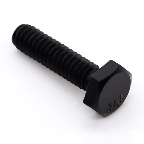 Image of Glvaner 5 /16-18 x 1 inch Stainless Steel Hex Head Screws Bolts, Black Coated, 304 Stainless Steel 18-8, Hexagon Head Bolts, Full Thread, 12 pcs