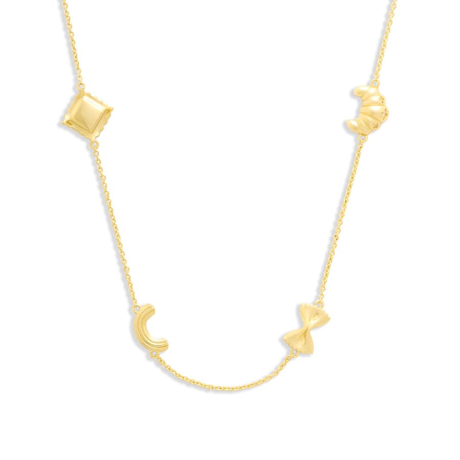 Wanderlust + Co Food Party Charms Necklace 14K Gold/Rhodium Plated Hypoallergenic Jewelry